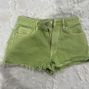 neon green pacsun high rise festival shorts 23